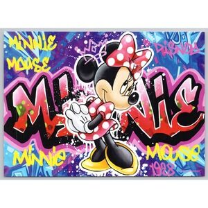Disney Parks Exclusive Wonderground Minnie Graffiti Art Postcard 5x7 by Grammer